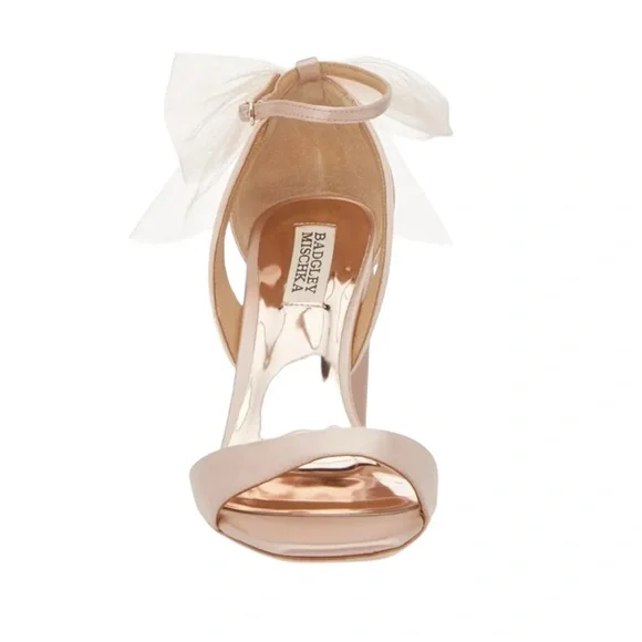 Badgley Mischka Kim Bow Satin Heel‎ Sandal Pink 8.5 - Picture 4 of 11